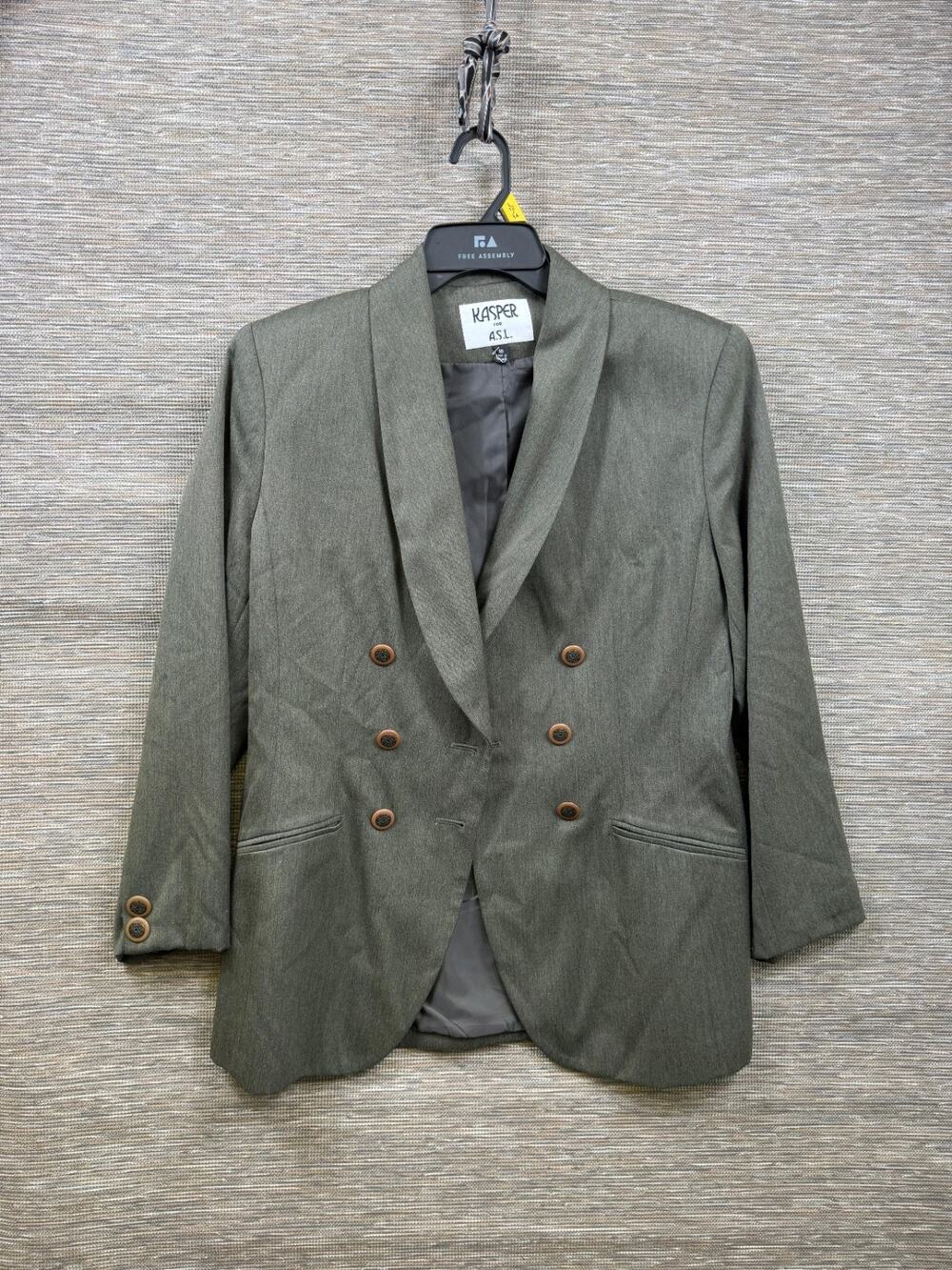 KASPER A.S.L. Double Breasted Blazer Jacket Womens Size 10 Green Casual Career